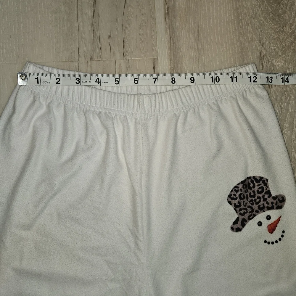 Snowman Print Fleece Lined Leggings Womens Med Winter Graphic Cozy Stretch Pants - Picture 5 of 9